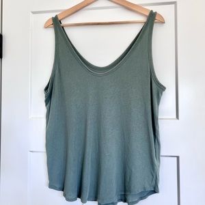 Everlane Air Cami Cotton V-Neck Tank Green Balsam